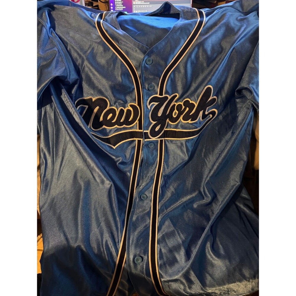 Vintage Tabu Unlimited New York Baseball Jersey Mens XXL Blue Hip Hop 90s